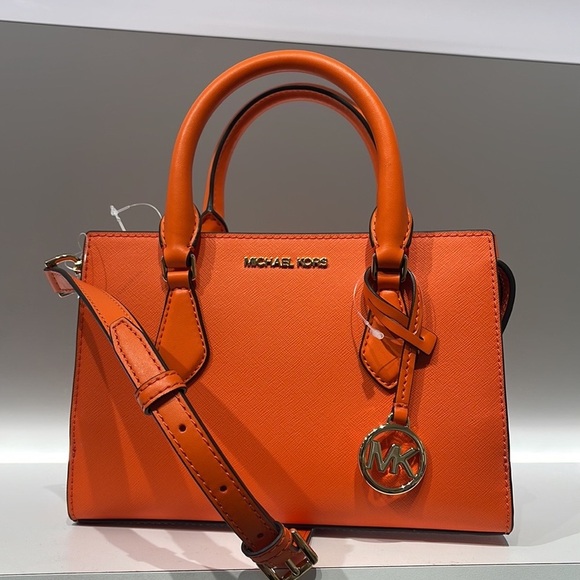 Michael Kors Handbags - MICHAEL KORS
Sheila Small Faux Saffiano Leather Satchel
Poppy 
NWT